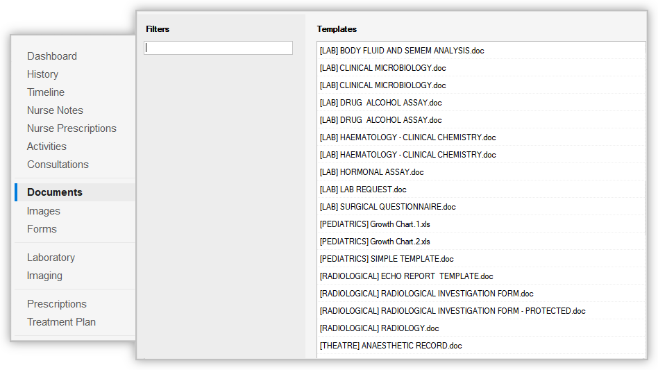 Document Template Selection