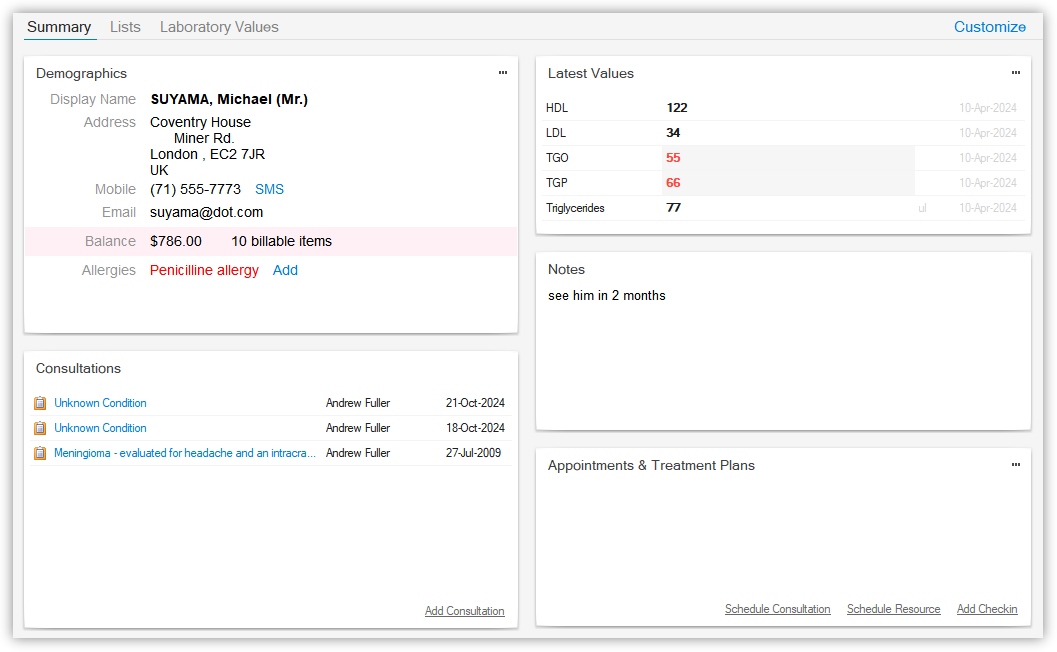 Customizable Dashboards Screenshot